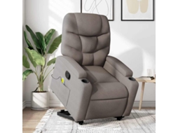 Vidaxl Poltrona Elevatória De Massagens Tecido Cinzento-acastanhado