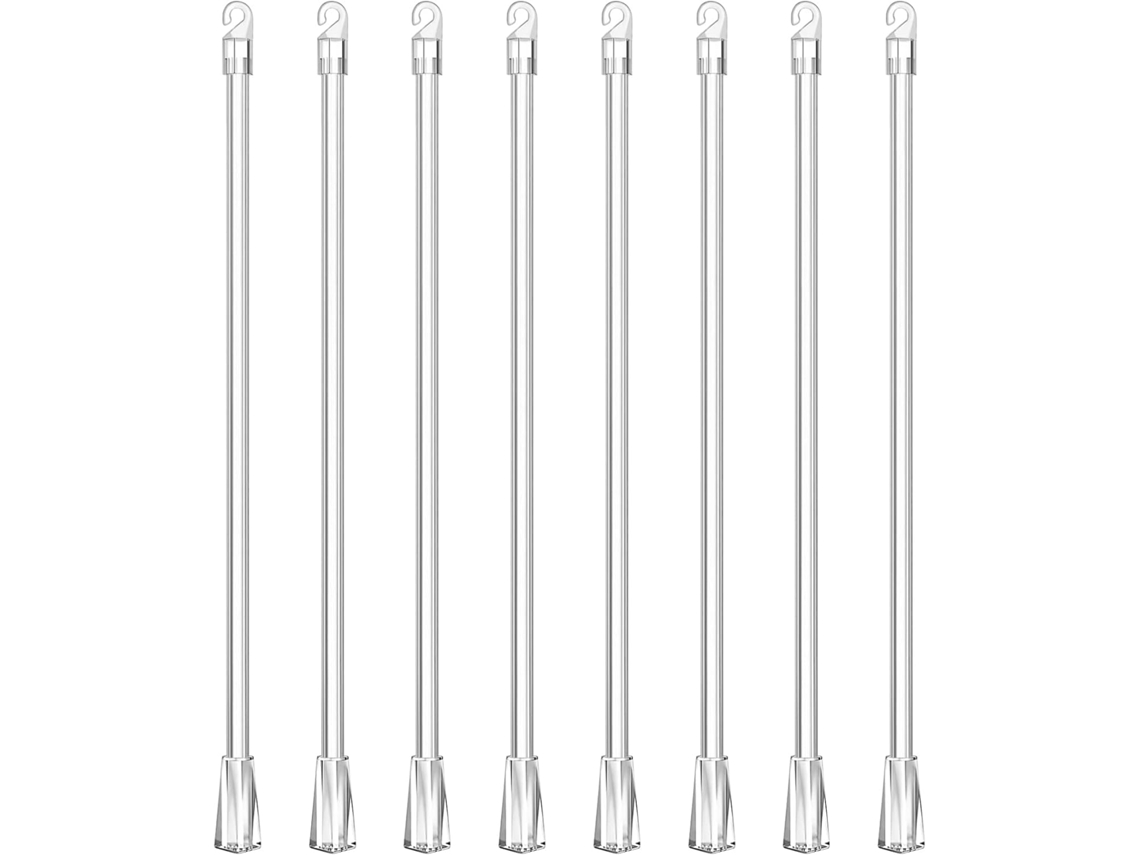 Conjunto De 8 Varões Para Persianas Verticais, Peças De Reposição Para Persianas, Com Ganchos De Fixação, 43, 2 X 1, 3 X 1, 3 Cm(17, 00 X 0, 5 X 0