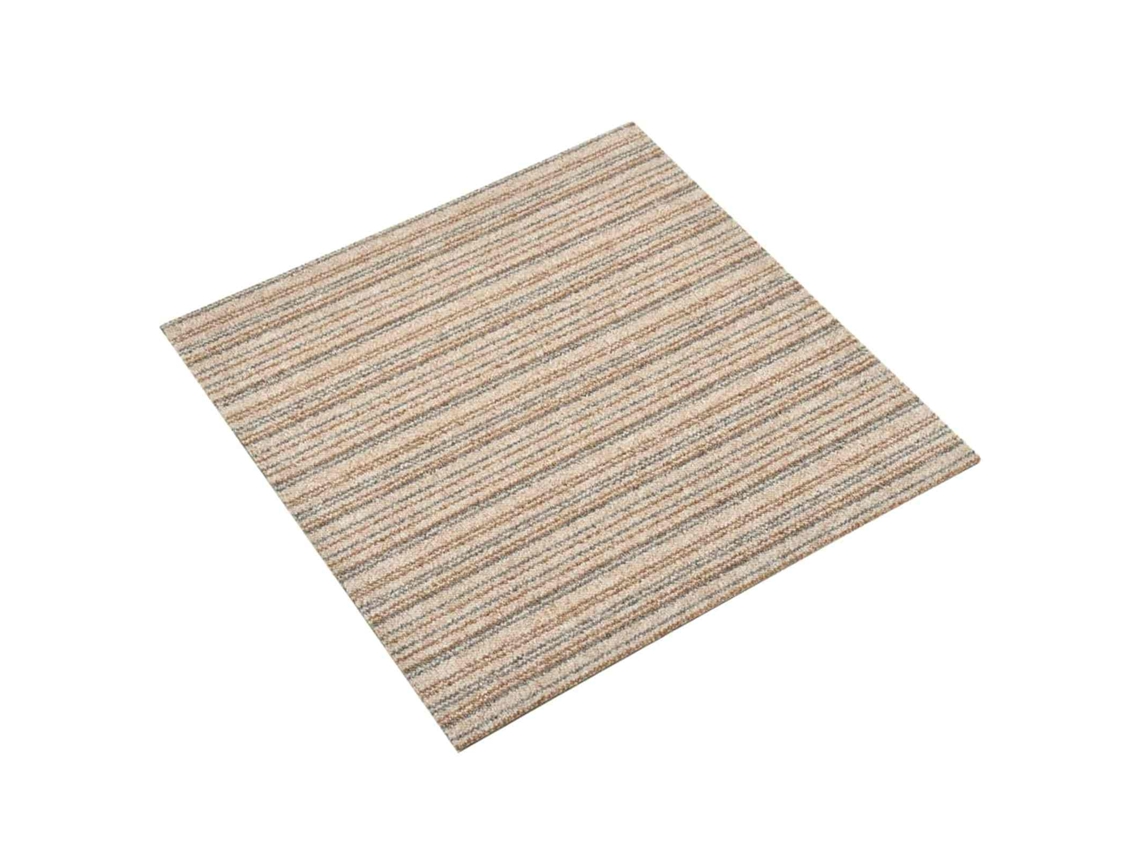 Vidaxl Tapete 20 Unid. Bege Listrado 50 X 50 Cm 100% Polipropileno