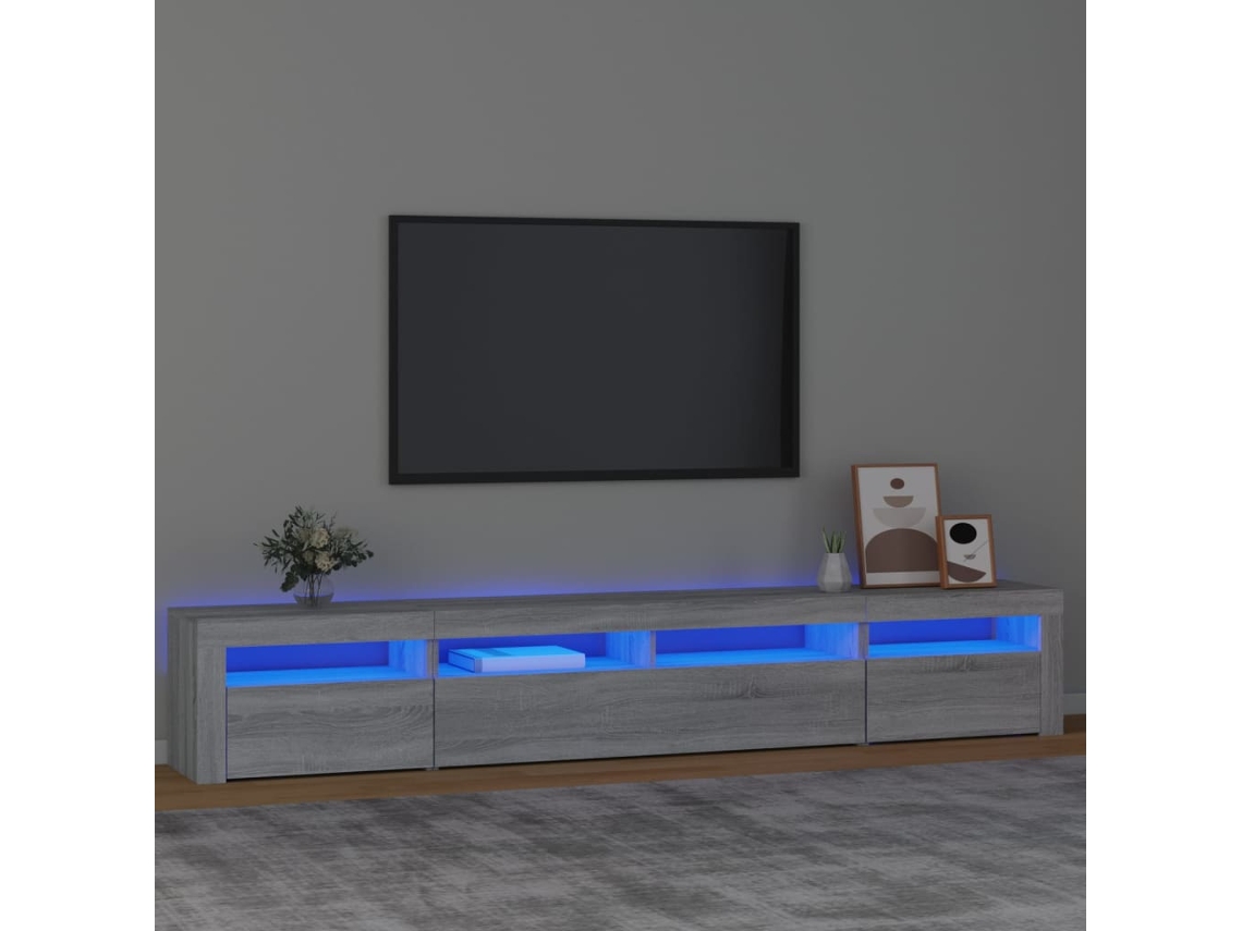 Vidaxl Móvel De Tv Com Luzes Led 240x35x40 Cm Sonoma Cinza