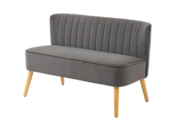 Sofá Retrô 2 Lugares Cinzento Escuro Pernas Pau 117x56,5x77 Centímetros