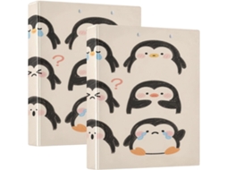 Pasta Escolar Com Pinguins De Desenho Animado Fofos 3, 8cm 1, 5 Polegadas, Argolas Redondas Com Prancheta, Pacote Com 1 2-pastas