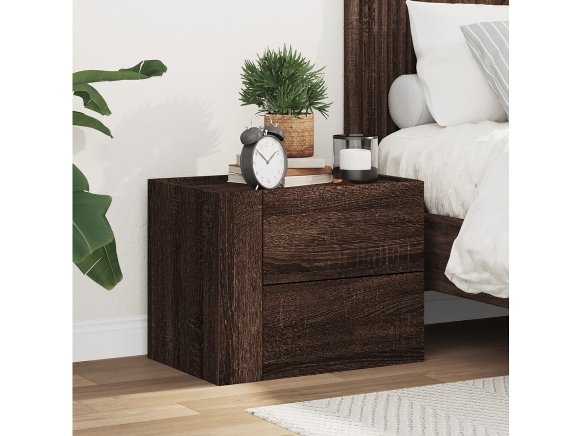 Vidaxl Mesa De Cabeceira De Parede 45x30x35 Cm Carvalho Castanho