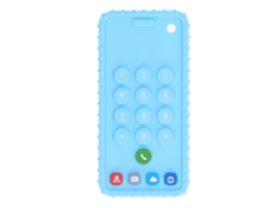Mali chupeta em Forma de Telefone Silicone Macio Brinquedo Sensorial para Bebê Azul