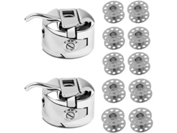 Compatível com Máquinas Toyota, Conjunto Msbd com 10 Bobinas de Linha Metálicas para Máquinas de Costura + 2 Suportes para Bobinas de Linha AQUAFORGE