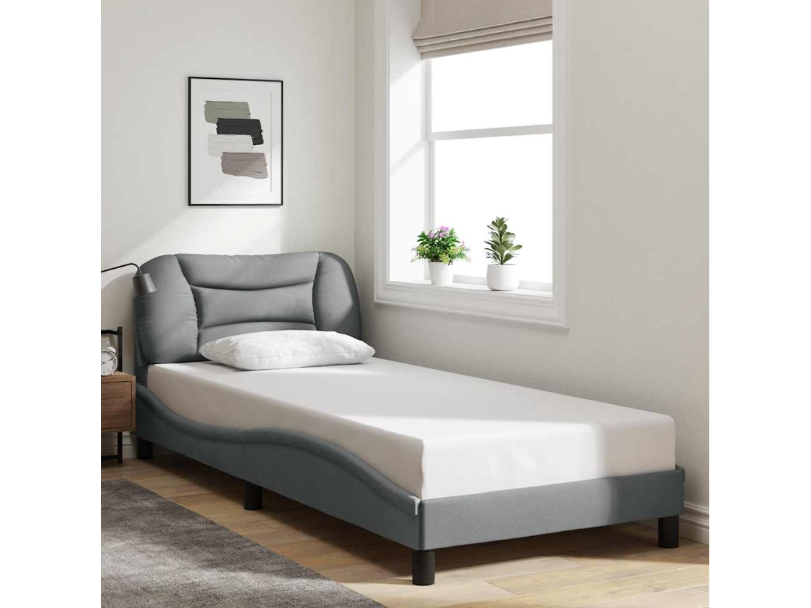 Vidaxl Estrutura De Cama Sem Colchão Hvar 90x200 Cm Tecido Cinzento-claro