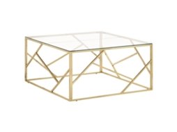 Vidaxl Mesa De Centro Aço Inoxidável E Vidro Temperado Dourado