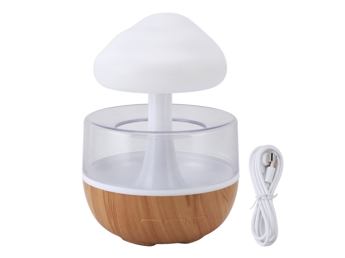 Umidificador Aromaterapia Gotas de Chuva Silencioso com Luz Noturna, Grande Volume | S/MARCA