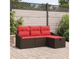 Vidaxl Conjunto De Sofás 4 Unid. Castanho Rattan Sintético