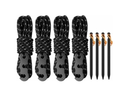 Kit com 4 Cordas de Tensão Refletoras: 4m para Tenda Camping Estaca Triangular Liga Alumínio, Tensor e Refletoras Barracas AQUAFORGE