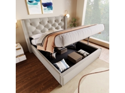 Cama 140x200 Cinza Claro Com Arrumação