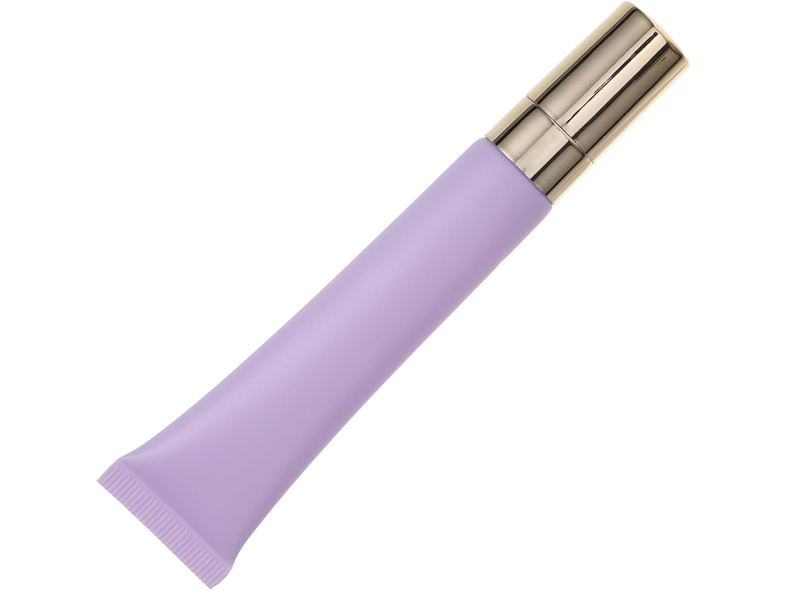 Creme para os olhos em tubo recarregável de 20ml com faixa de zinco e dispensador de duas peças, tamanho ideal para viagens.