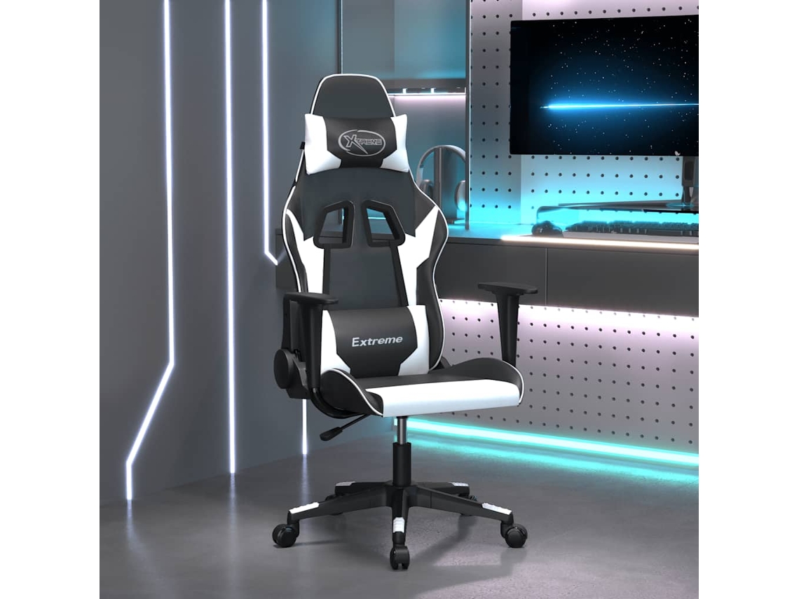 Vidaxl Cadeira Gaming Couro Artificial Preto E Branco