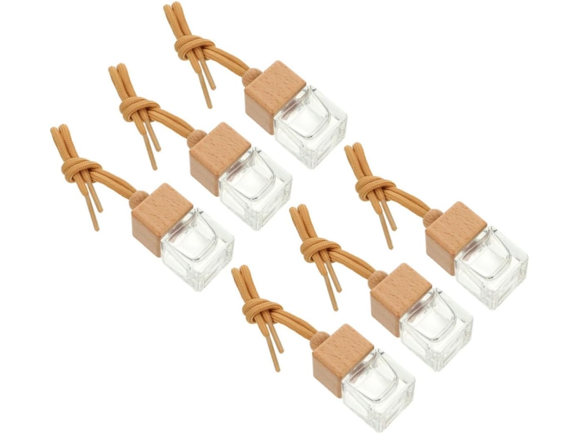Conjunto De 6 Frascos De Aromatizador De Carro Em Madeira De Faia E Vidro, 8ml