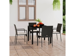 Cadeiras De Jardim Com Almofadões 4 Pcs Vime Pe Preto Dkd Home Decor
