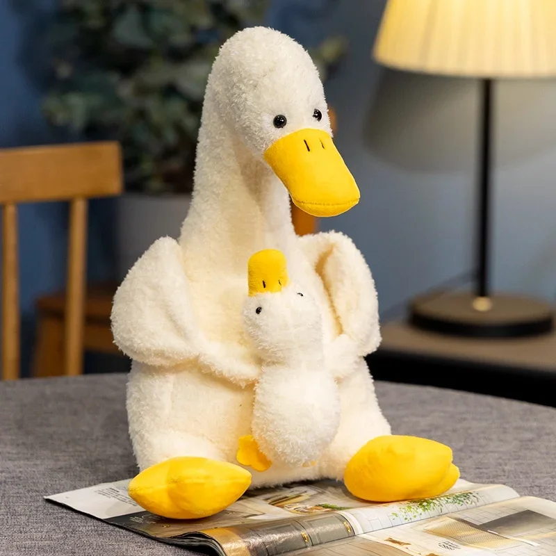 Conjunto de Pelúcia Mãe e Filhote de Pato Lindo Patinho de Pelúcia MDUG (branco, 32 Cm)