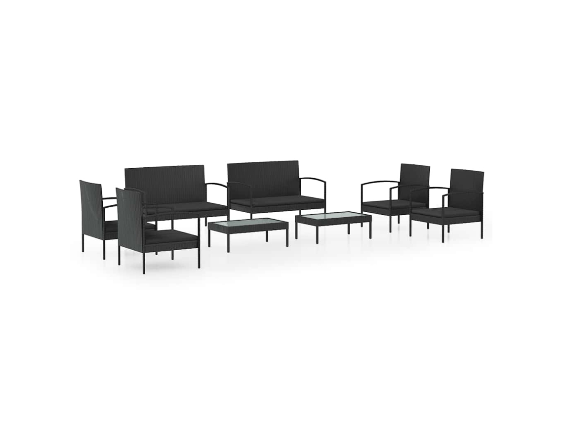 Maison Exclusive - 8 Pcs Conjunto Lounge De Jardim C/ Almofadões Vime Pe Preto