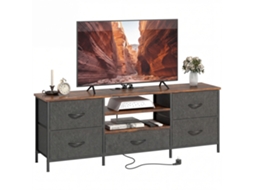 Rack para TV CHEZMOI 140cm para TVs até 65 polegadas, 5 gavetas forradas, carregamento e nichos (140x30x50cm)