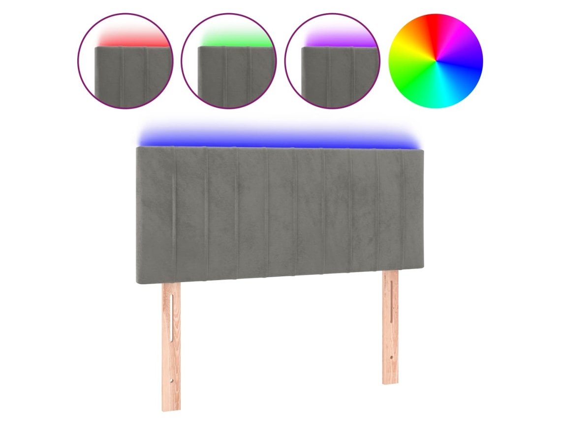 Cabeceira com luzes LED Veludo Cinza Claro MAISON EXCLUSIVE (80x5x78 cm)