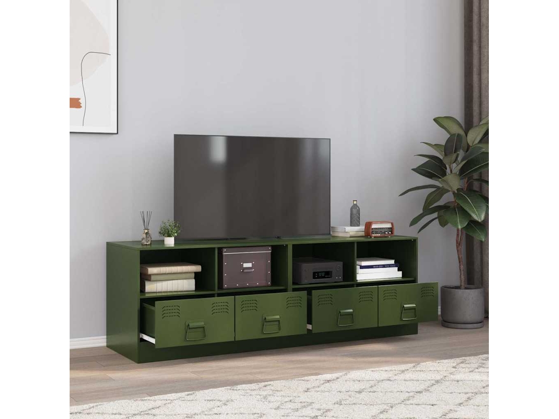 Vidaxl Móveis de Tv 2 Pcs 67x39x44 Cm Aço Verde Azeitona