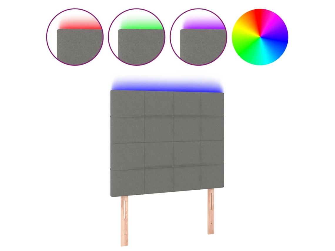 Led Headboard, Led Headboards Vidaxl Cinzeto Tecido (100 X 5 X 118/128 Cm)