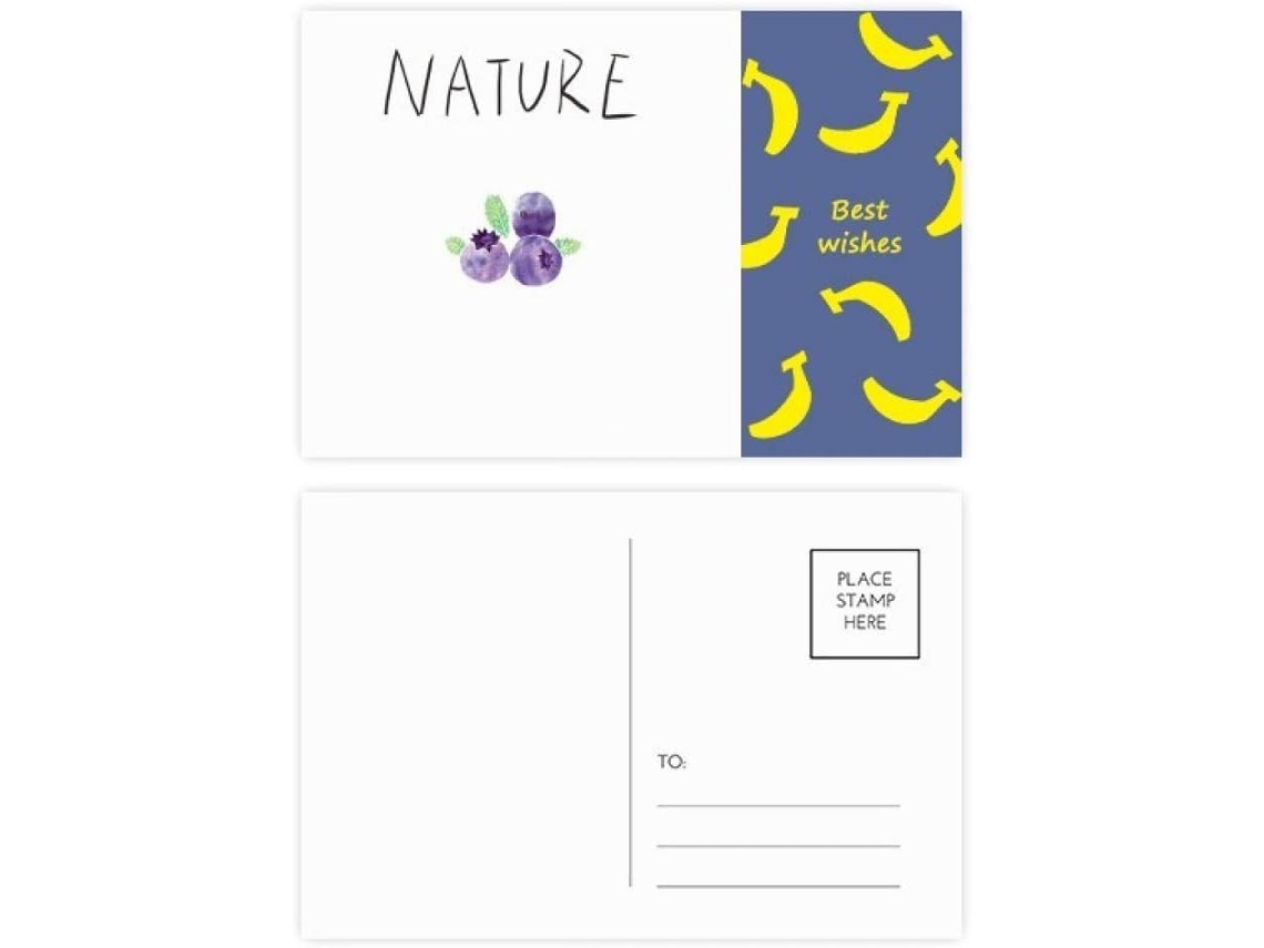 Pacote com 20 Cartões postais Estampa de Banana e Planta Mirtilo da Soloisland 14,6 X 9,8 Cm
