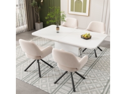 Giratório, Veludo, Conjunto De 4 Pessoas, Com Corrimãos, Moderno E Simples, Cadeira De Jantar, Sem Mesa De Jantar, Bege-kd