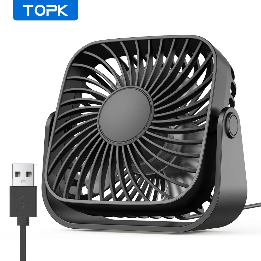 (preto) Mini Ventilador Portátil Usb Silencioso De 4 Polegadas Com Três Configurações De Velocidade