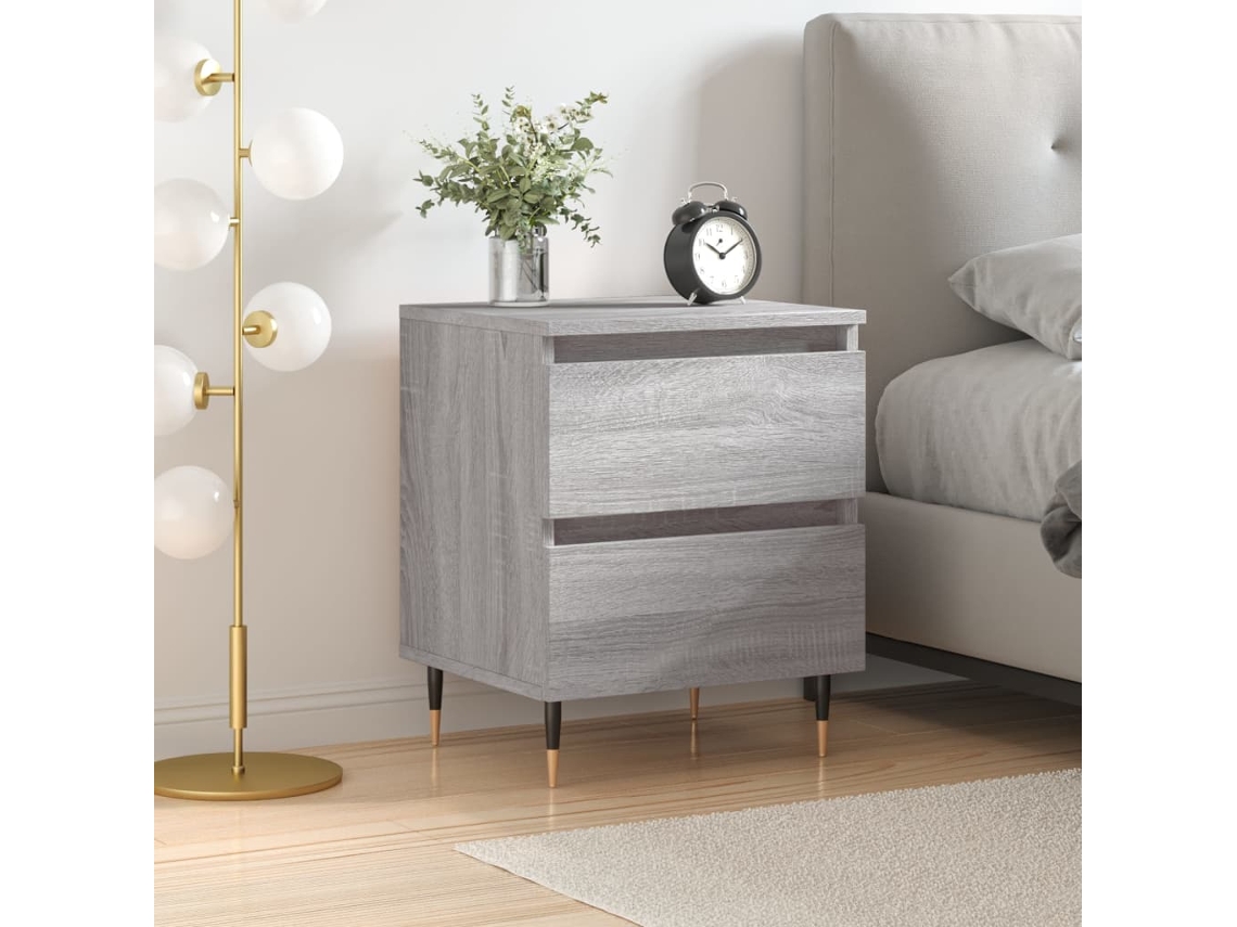 Vidaxl Mesa De Cabeceira 40x35x50 Cm Derivados De Madeira Cinza Sonoma