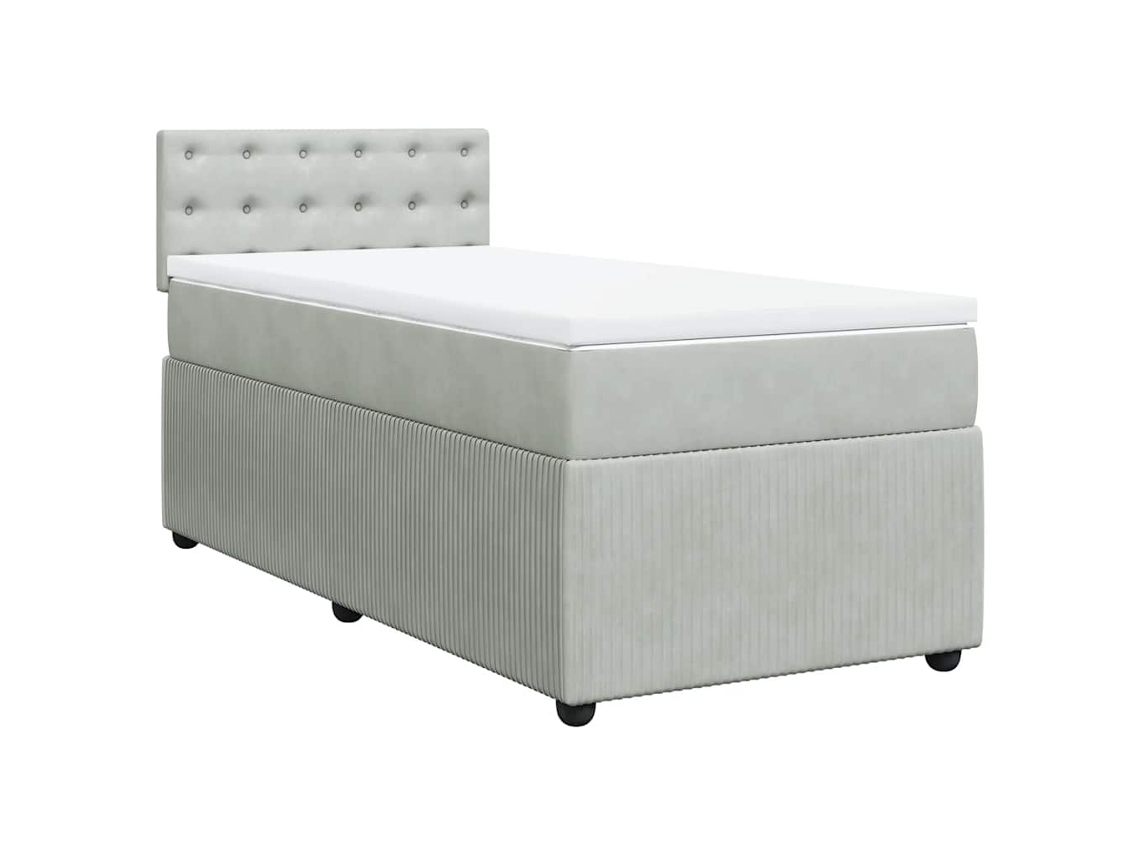 Cama com Molas/colchão 80x200 Cm Veludo Cinza claro MAISON EXCLUSIVE