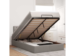 SYFAX™ Estrutura de Cama Otomana com Colchão 120x190cm Tecido Cinzento