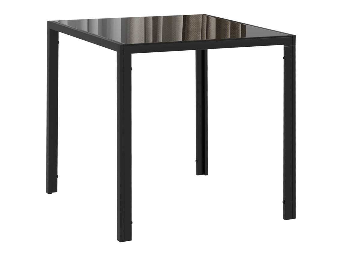 Mesa de Jantar Quadrada para 4 Pessoas,75x75x75cm,tampa de Vidro Temperado Preto para Cozinha e Sala de Jantar BTFORUS