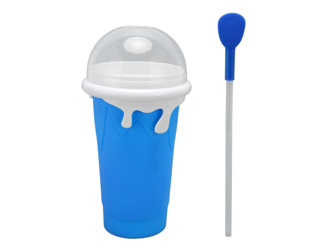 Copo De Smoothies Congelados Reutilizável De Silicone Anti-explosão Com Canudo De Doble Uso