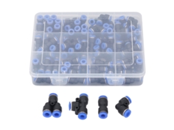 Kit De 80 Peças De Acessórios Pneumáticos De 1/4 Polegada Com Conexão Rápida: Cotovelos, T E Retos Para Tubos Pu, Náilon E Pe Macios