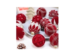 Conjunto De Bola De Natal Flocada Com Strass Coloridos, Bordeaux Igvtrade