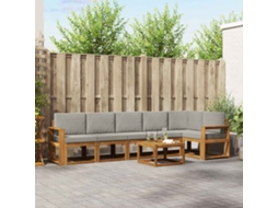 Vidaxl Conjunto De Sofás Para Exterior 7 Unid. Cinza Natural E Claro