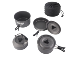 Conjunto de panelas para camping ao ar livre, portátil, leve, com chaleira e frigideira S/MARCA