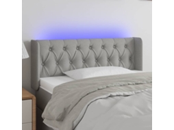 Vidaxl Cabeceira De Cama C/ Luzes Led Tecido 93x16x78/88cm Cinza-claro