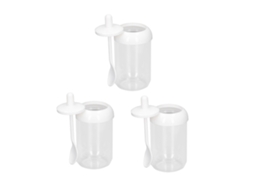 Nova Line 3pcs Caixa de Tempero com Colher Garrafa de Condimento Transparente Selada para Cozinha