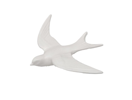 Decoração De Parede Andorinha Em Resina Branca 14x16.8 Cm Opjet