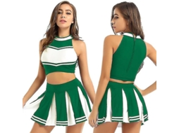 Traje de Líder de Cheerleading para Mulher com Top e Falda Elástica