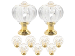 10 manípulos de porta de acrílico para móveis, com botão de cristal, dourado, 3,5x2,5x2,5cm, ouro