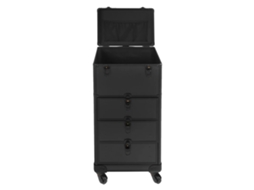 Organizador De Maquiagem, Estojo Portátil Com Rodas, 3 Gavetas, Preto