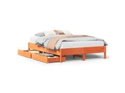 Bed Frame, Bed Frames Vidaxl Marrom Madeira De Pinho (160 X 200 Cm)