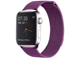 Pulseira Milanese Magnética HALINUI de aço inox compatível com Apple Watch Ultra1/2 49mm, s10 46mm, s7/8/9 45mm, se 2/6 44mm, se 1/3 42mm, roxo