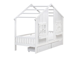 Cama Infantil Em Forma De Casa Com Gavetas Beliani Trappes De Madeira De Pinho Branco 90x200