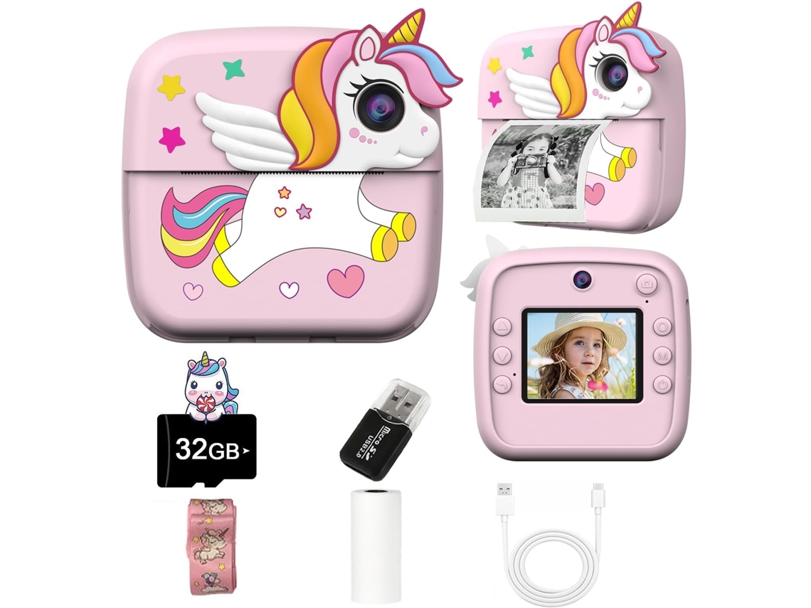 Mini Câmera De Impressão Instantânea A28, Resolução De 24 Mp, Tela De 2,4 Polegadas, Impressão Térmica Hd (rosa)