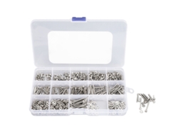 Kit de Parafusos e Porcas M2.5 Métricas com Arruelas Planas Aço Inoxidável 304 Hexagonal 840 Peças