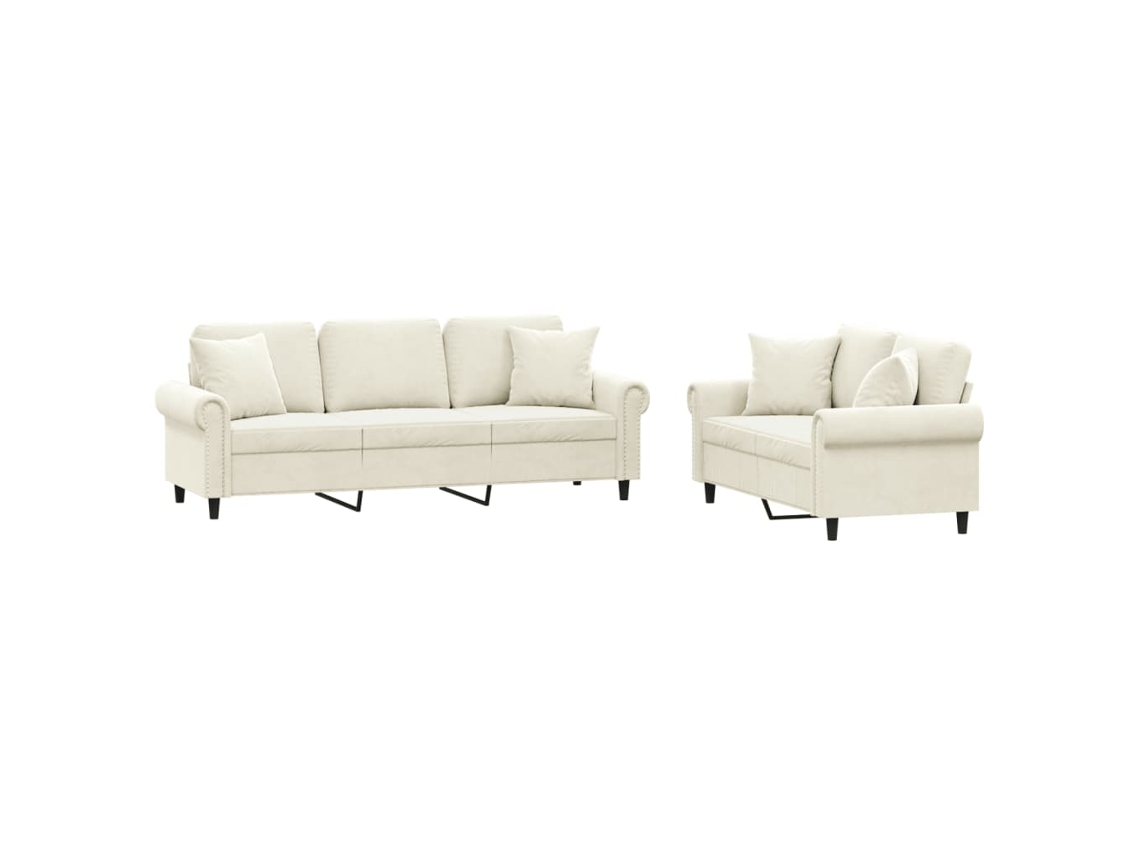 Sofa Set, Sofa Sets Vidaxl Creme Veludo (n/a)