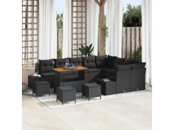 Vidaxl Conjunto De Sofá De Jardim 13 Unid. Preto Vime Pe